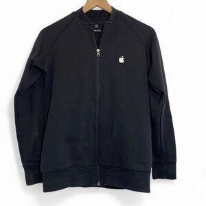 Apple Inc. Black Embroidered Patch Full Zip Black Active wear Jacket Work Career